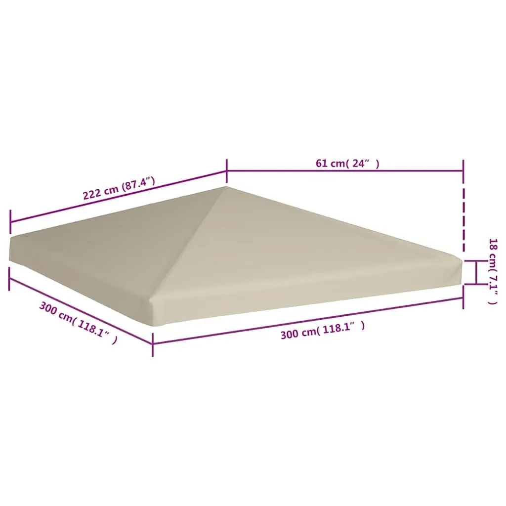Gazebo Top Cover Water Resistant Polyester 3x3 m Beige Outdoor Canopy Replacement Sunshade Roof Panel