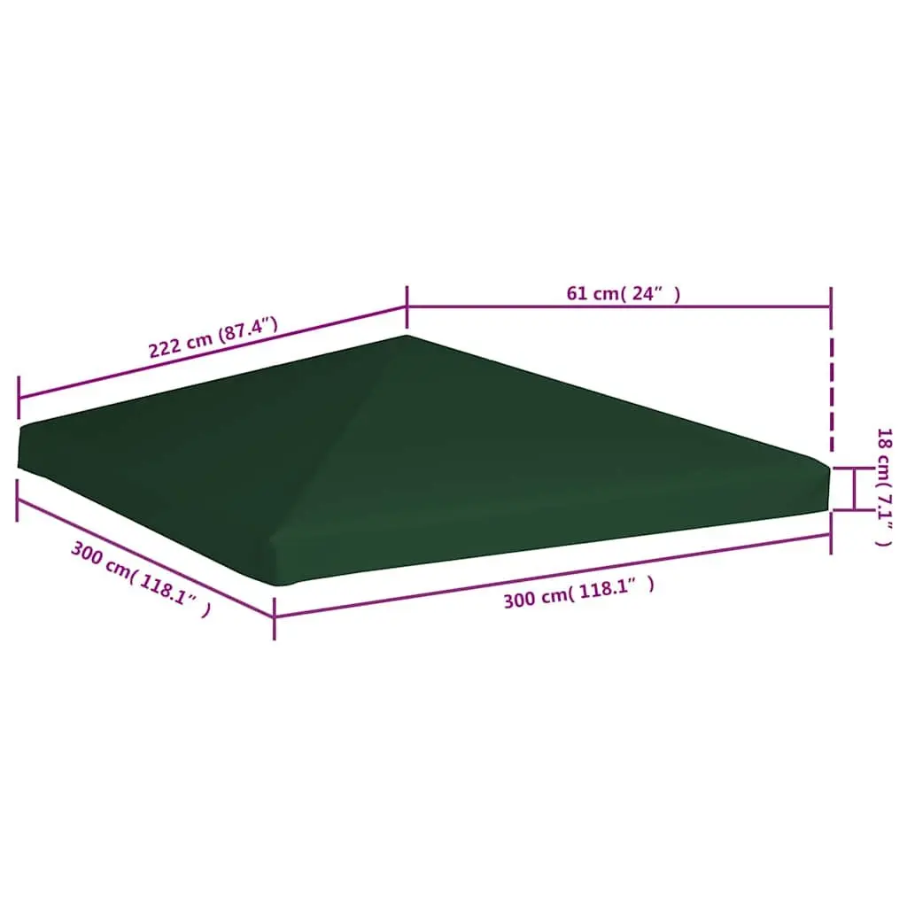 Gazebo Top Cover Green 3x3 m Outdoor Canopy Replacement Sunshade Roof Protection