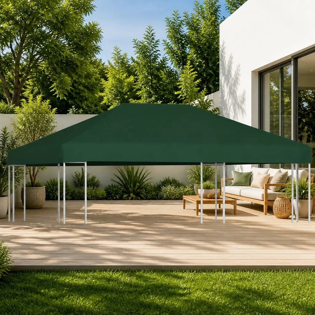 Gazebo Top Cover Water Resistant 4x3 m Green Polyester Replacement Canopy Roof