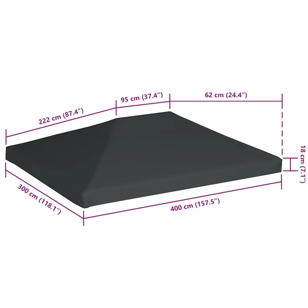 Gazebo Top Cover Replacement Canopy Water Resistant Polyester 4x3 m