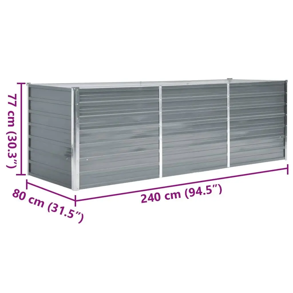 Raised Garden Bed Planter Box Metal Heavy-duty Galvanised Steel Deep Wide 240x80x77 cm