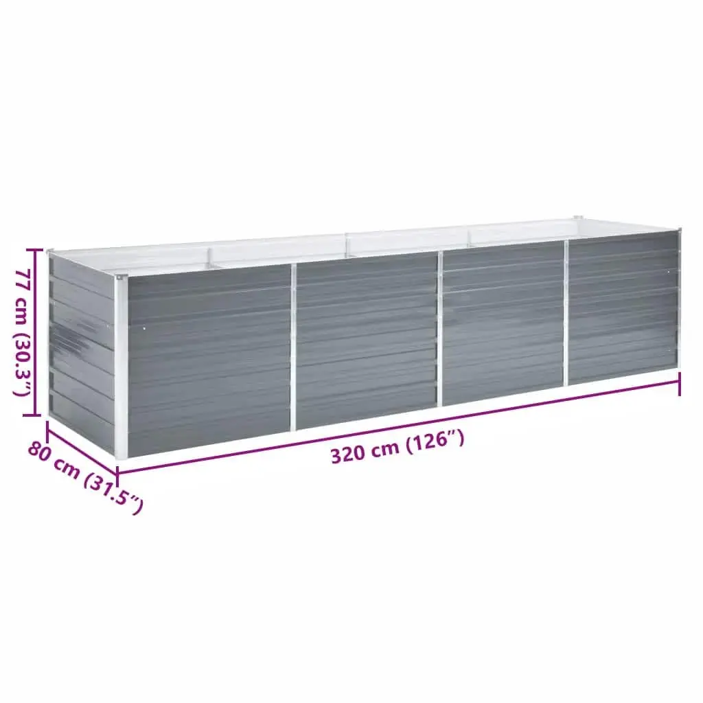 Raised Garden Bed Planter Box Metal Deep Wide Grey