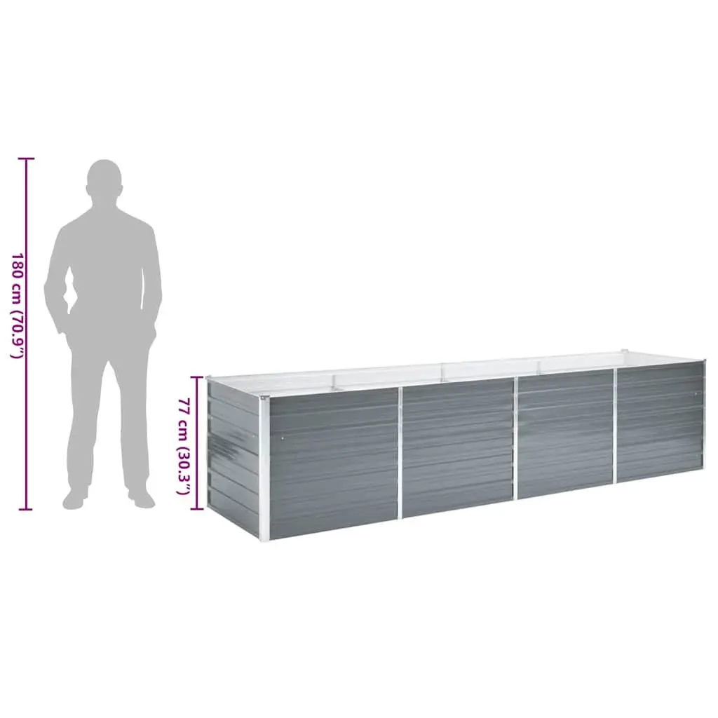 Raised Garden Bed Planter Box Metal Deep Wide Grey