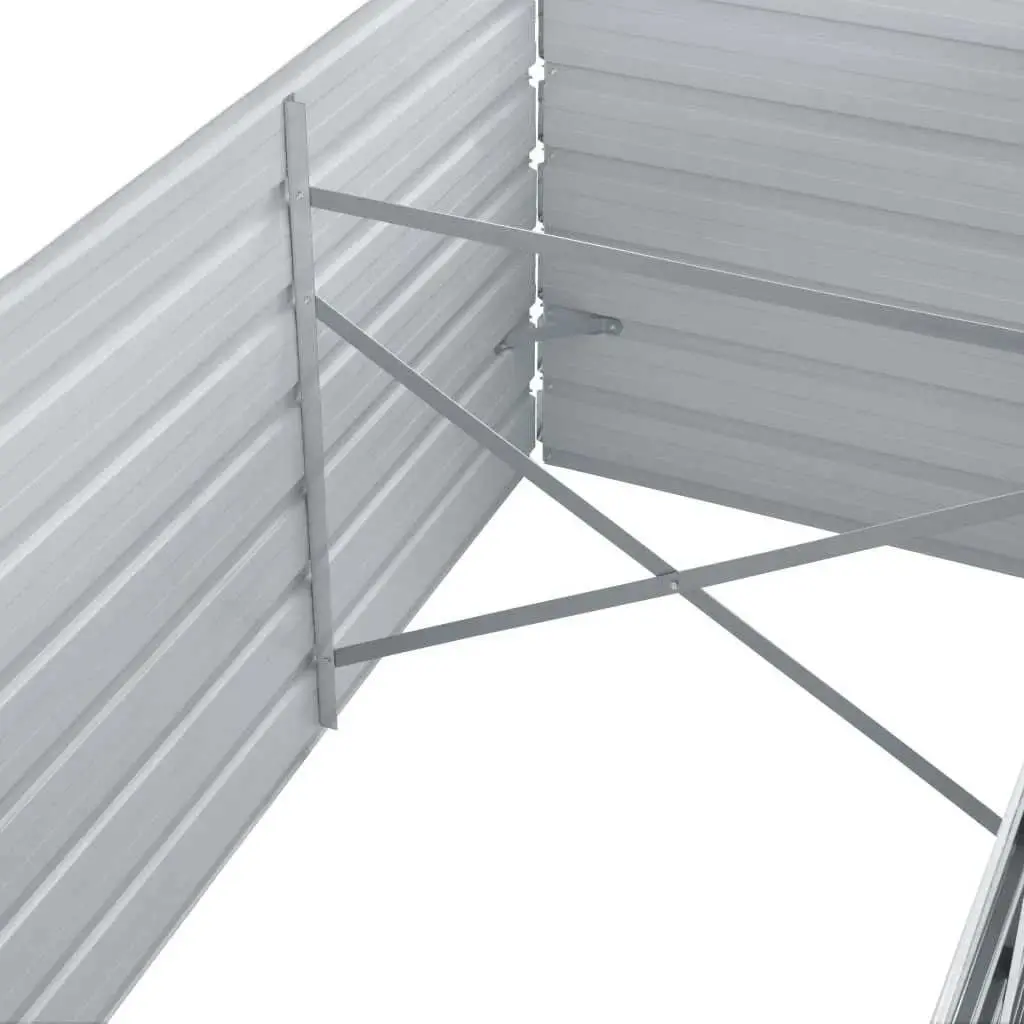 Metal Garden Bed Planter Box Durable Grey Steel Construction 320x80x45cm