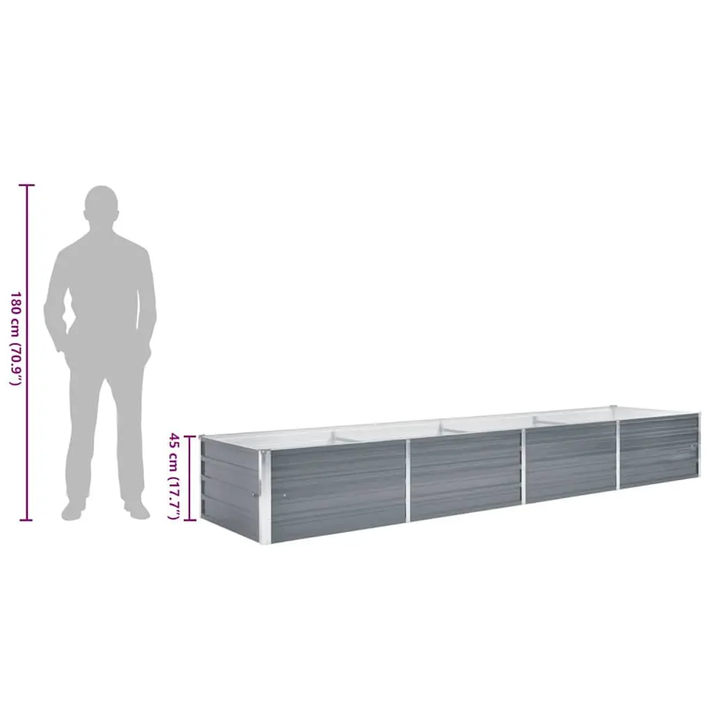 Metal Garden Bed Planter Box Durable Grey Steel Construction 320x80x45cm