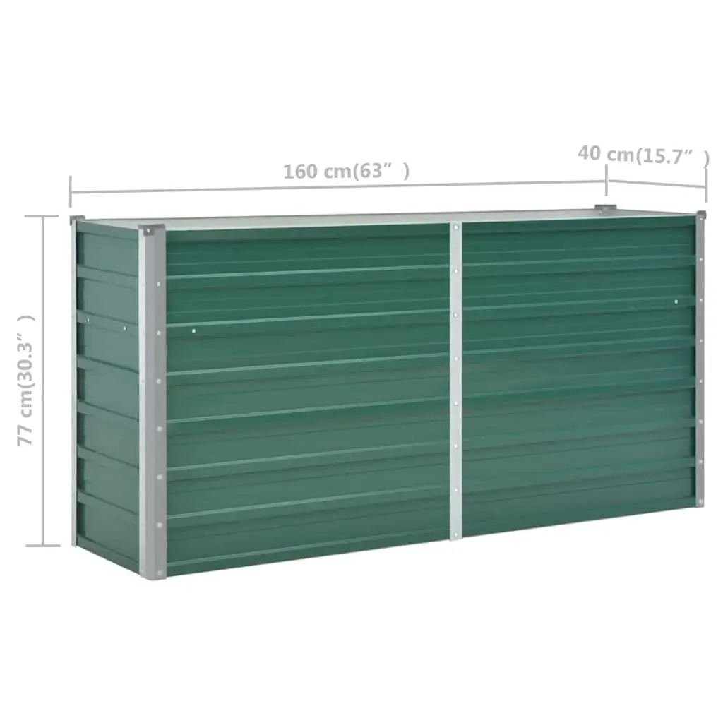 Raised Garden Bed Metal Planter Box Green 160 x 40 x 77 cm