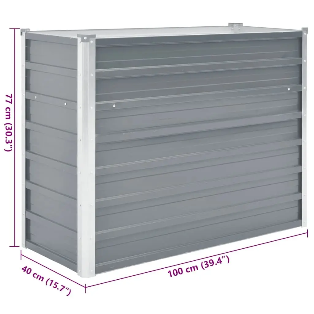 Raised Garden Bed Galvanised Steel Open Bottom 100x40x77cm Outdoor Planter Grey