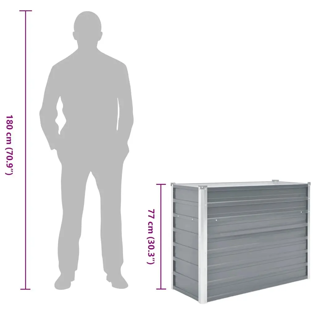 Raised Garden Bed Galvanised Steel Open Bottom 100x40x77cm Outdoor Planter Grey