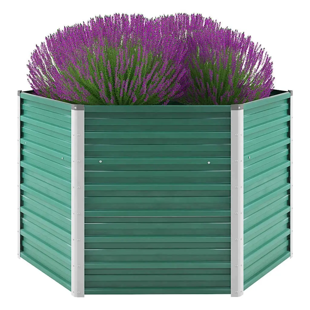 Garden Raised Bed Planter Box Metal Steel Green 129 x 129 x 77 cm Outdoor Vegetables Flowers Herbs