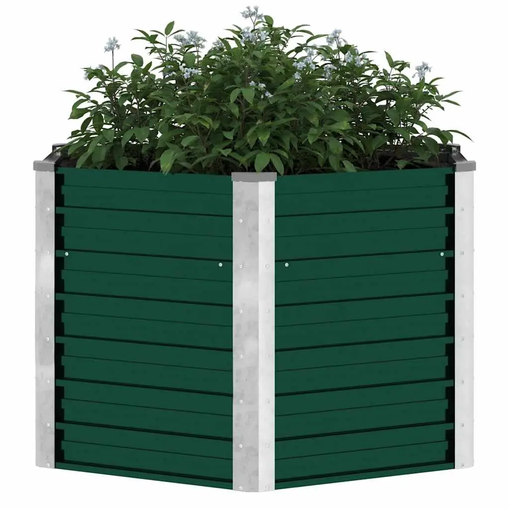 Garden Raised Bed Planter Box Metal Steel Green 129 x 129 x 77 cm Outdoor Vegetables Flowers Herbs