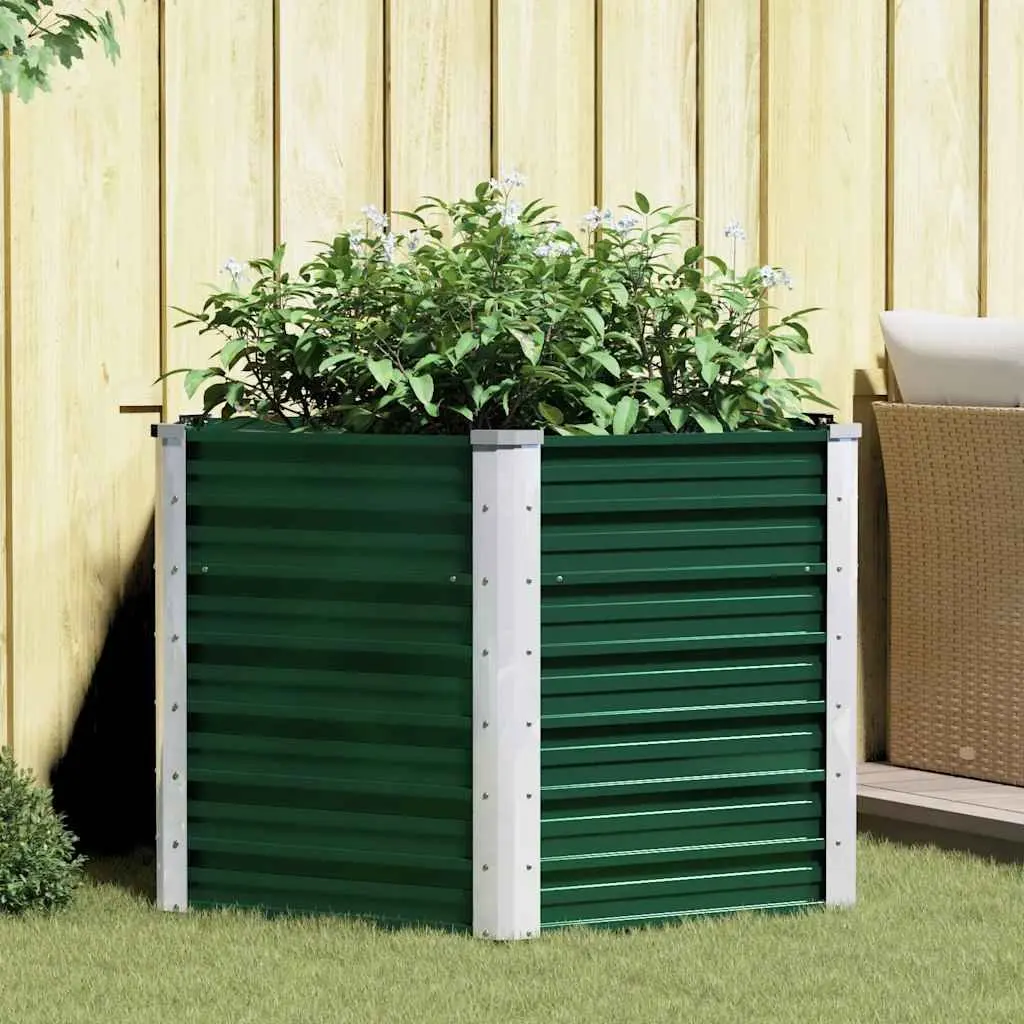 Garden Raised Bed Planter Box Metal Steel Green 129 x 129 x 77 cm Outdoor Vegetables Flowers Herbs