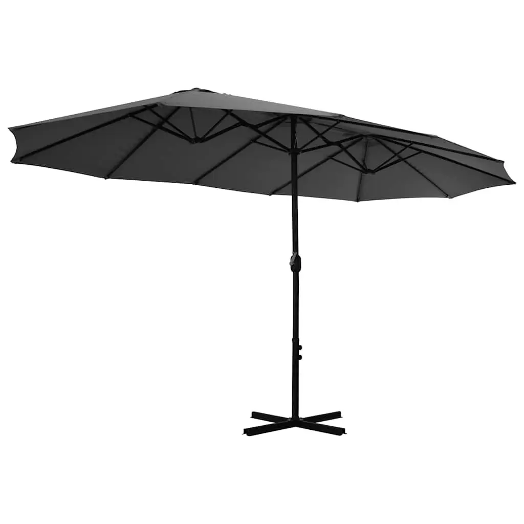 Double-Top Garden Parasol UV Protective Polyester 460x270cm Crank Anthracite