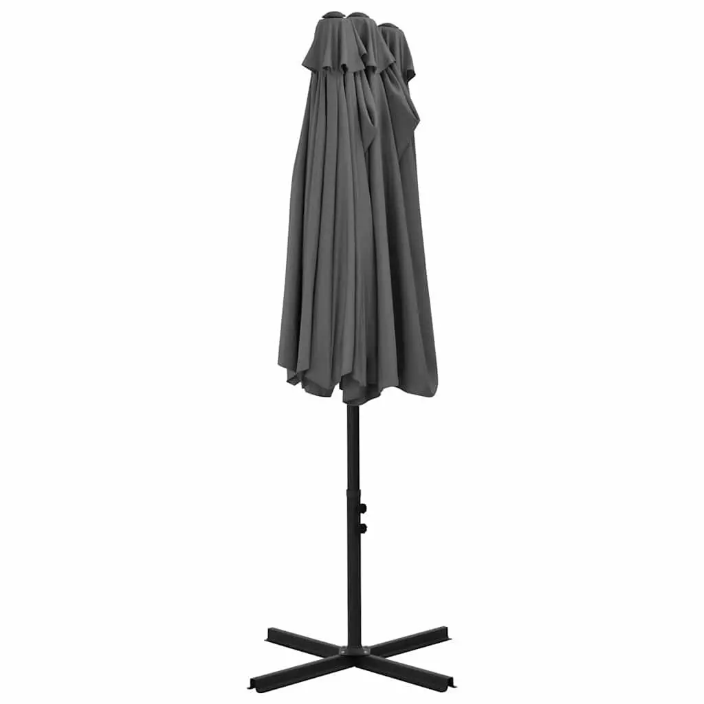 Double-Top Garden Parasol UV Protective Polyester 460x270cm Crank Anthracite