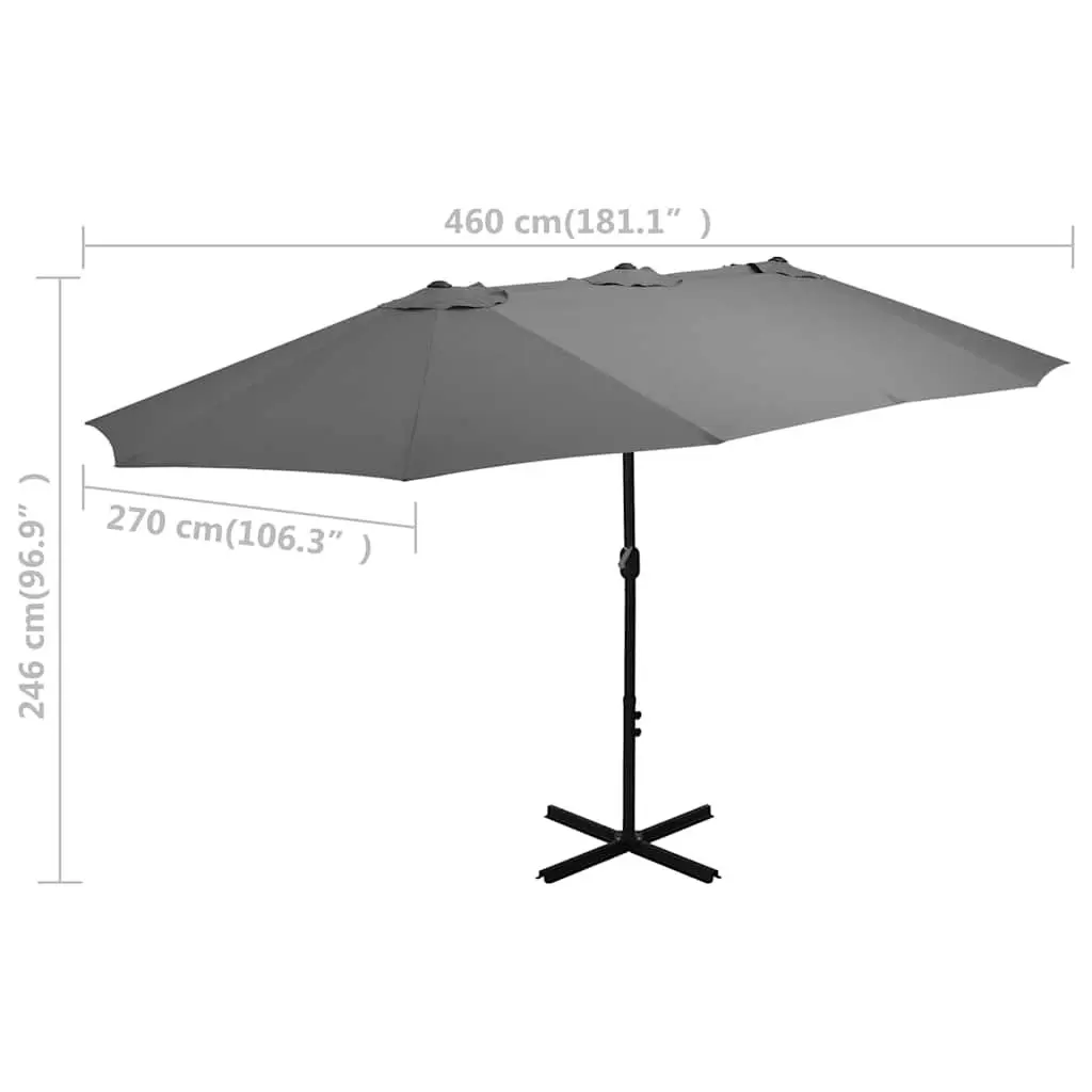 Double-Top Garden Parasol UV Protective Polyester 460x270cm Crank Anthracite