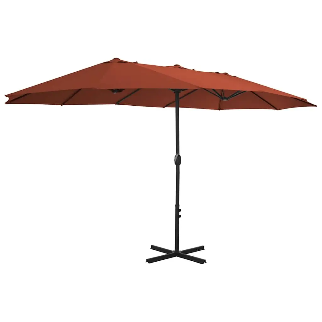 Garden Parasol Double-Top UV Protective 460x270 cm Brown