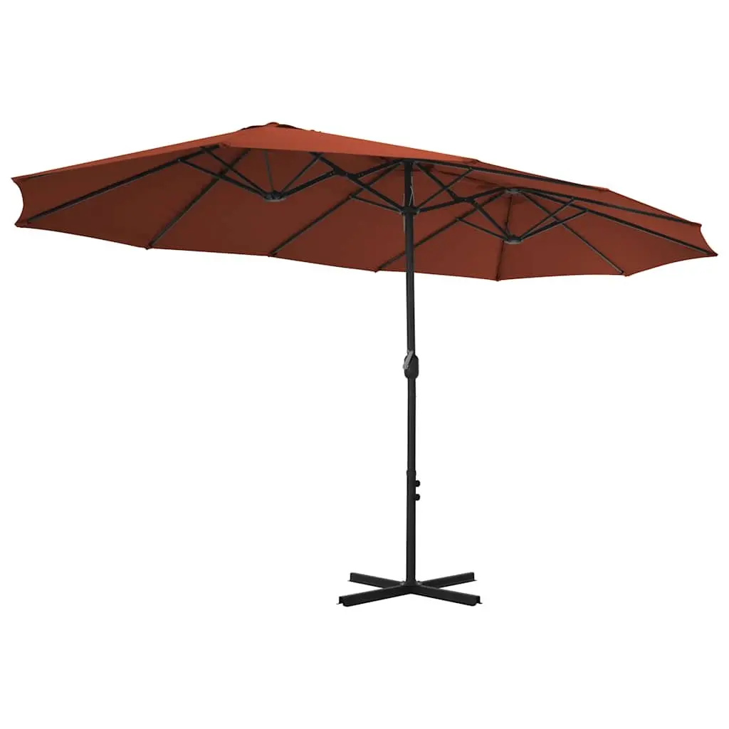 Garden Parasol Double-Top UV Protective 460x270 cm Brown