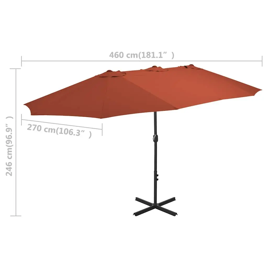 Garden Parasol Double-Top UV Protective 460x270 cm Brown