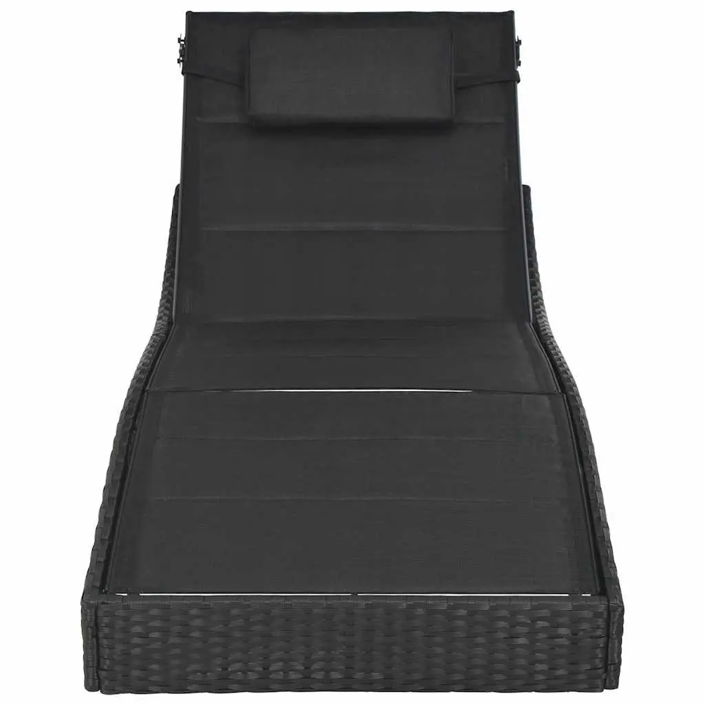 Sun Lounger Outdoor Rattan Textilene Adjustable Backrest Garden Patio Pool