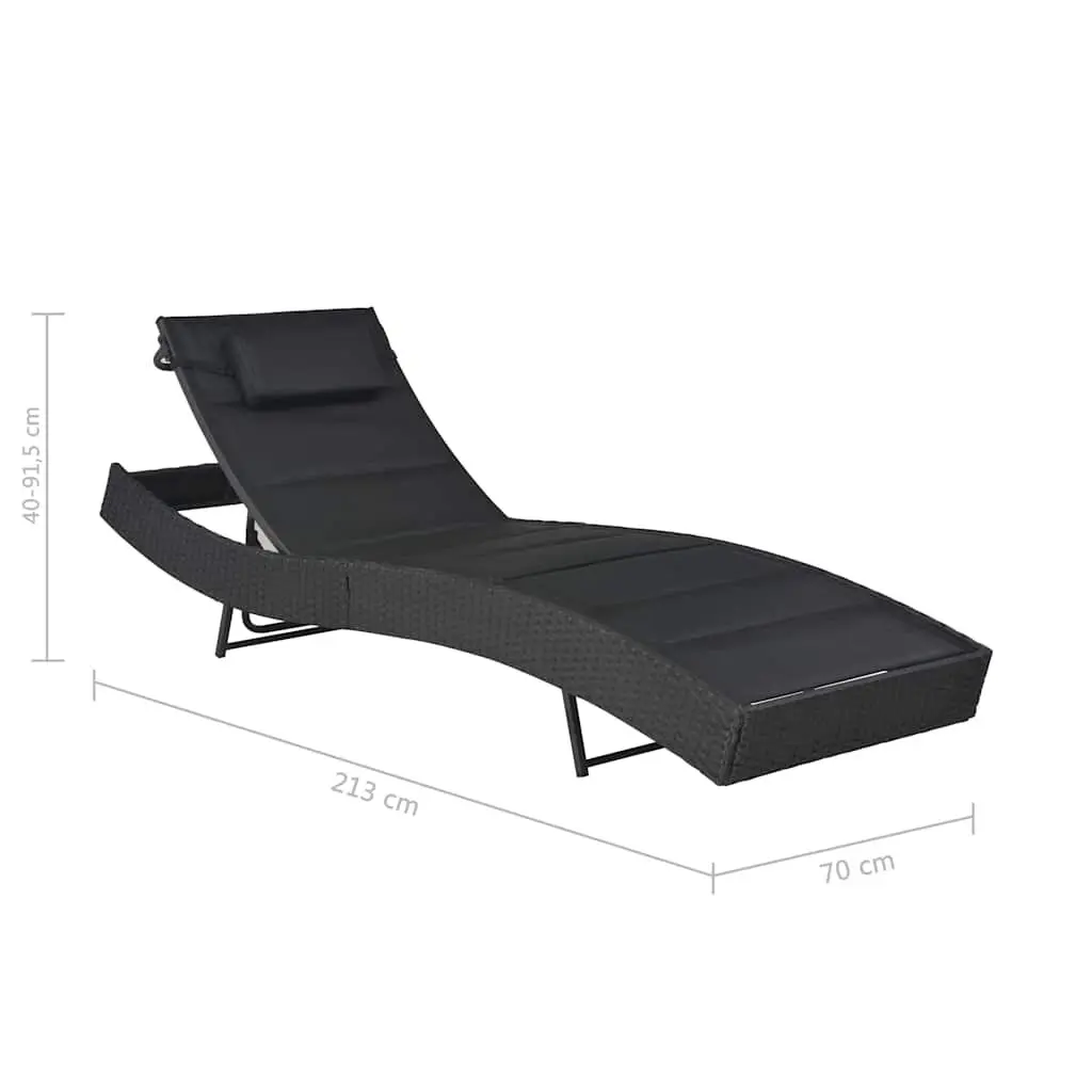 Sun Lounger Outdoor Rattan Textilene Adjustable Backrest Garden Patio Pool