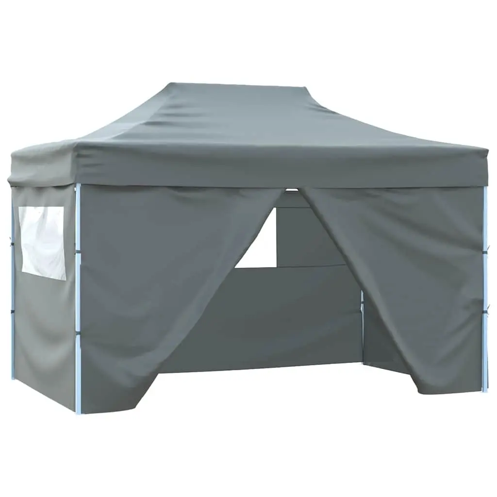 Pop Up Tent Outdoor Canopy 4 Side Walls 3x4.5m Foldable Anthracite