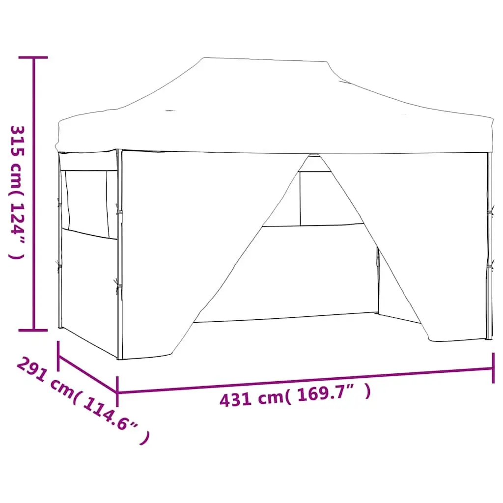 Pop Up Tent Outdoor Canopy 4 Side Walls 3x4.5m Foldable Anthracite