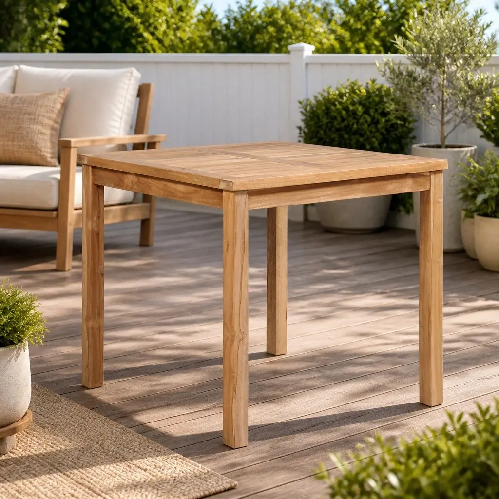 Garden Dining Table Solid Teak Wood Brown 80x80x77 cm