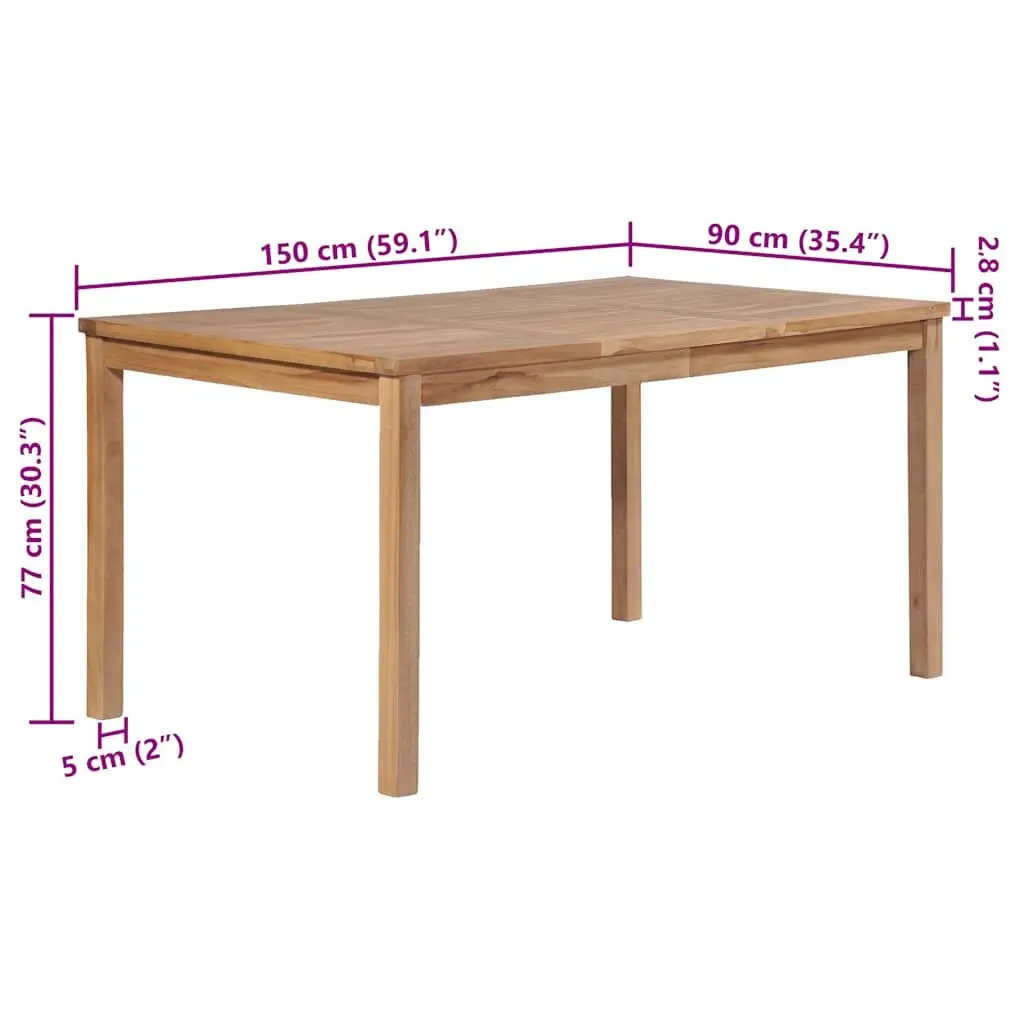 Outdoor Dining Table Solid Teak Wood 150x90x77 cm