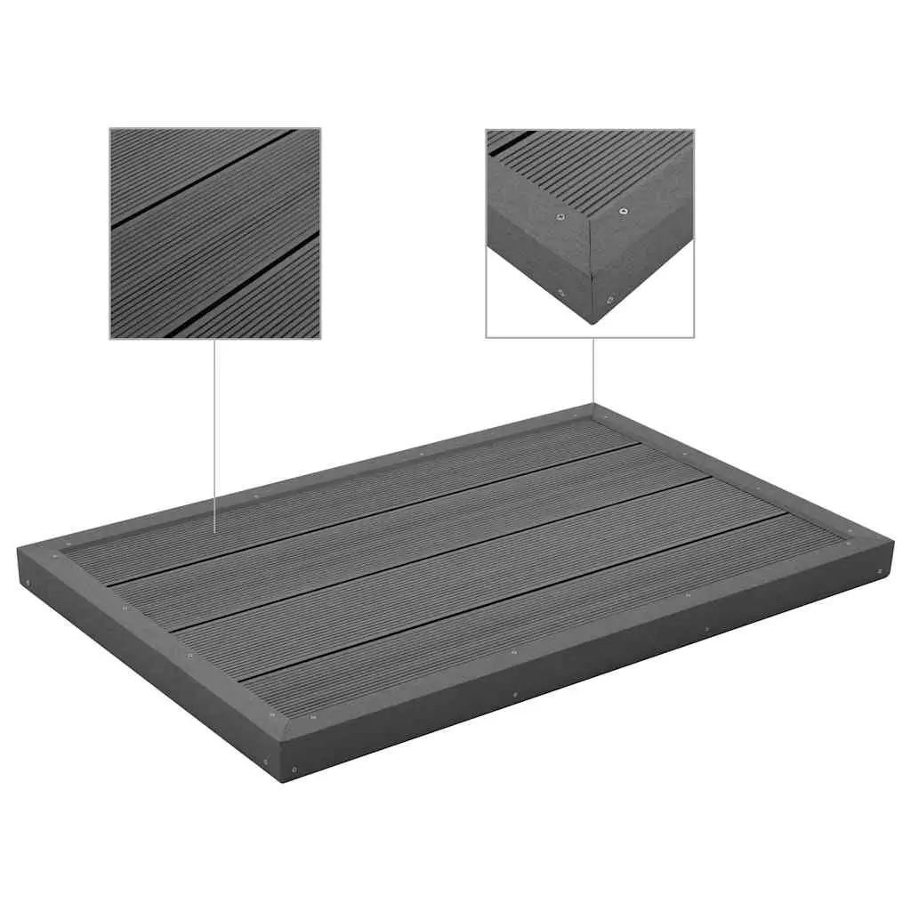 WPC Floor Element Non-slip Grey Outdoor Board for Pool Ladder Base and Solar Shower