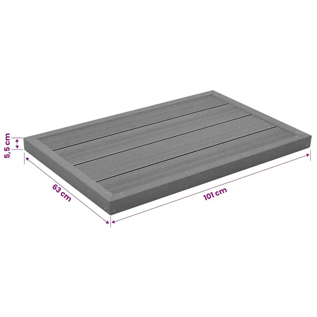 WPC Floor Element Non-slip Grey Outdoor Board for Pool Ladder Base and Solar Shower
