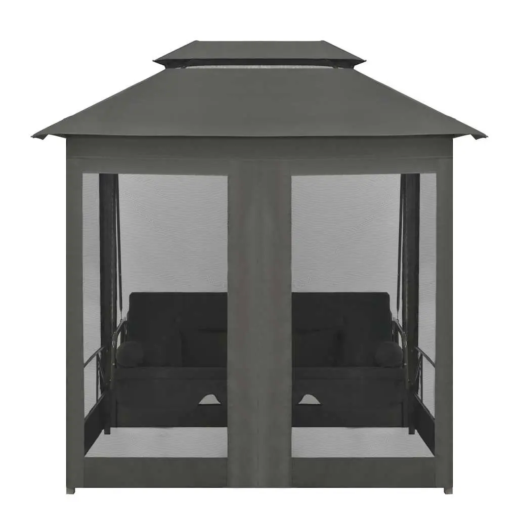 Outdoor Convertible Swing Bench Canopy Anthracite Steel Garden 220 x 160 x 240 cm
