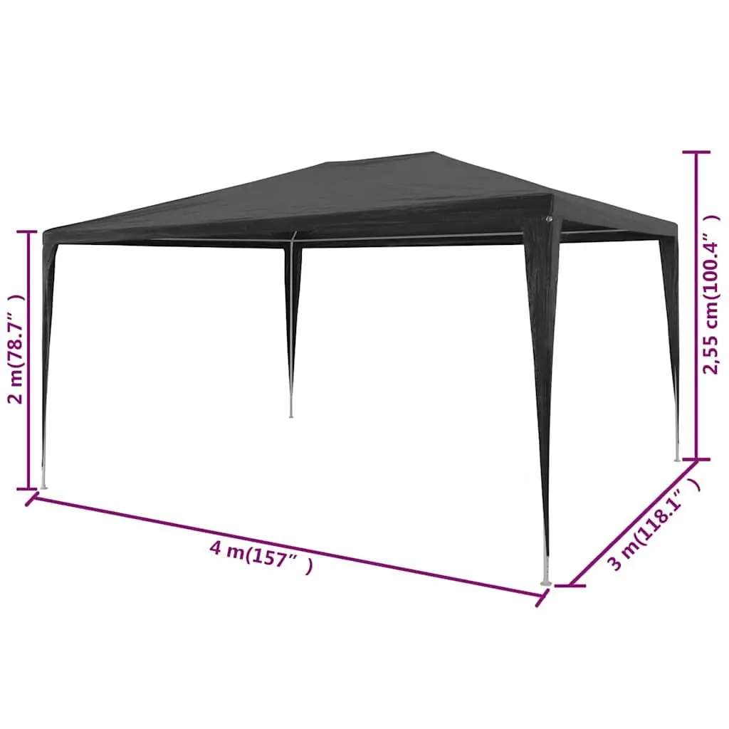 Outdoor Canopy Tent Anthracite 3x4 m Durable Water Resistant Easy Assembly Garden Shelter