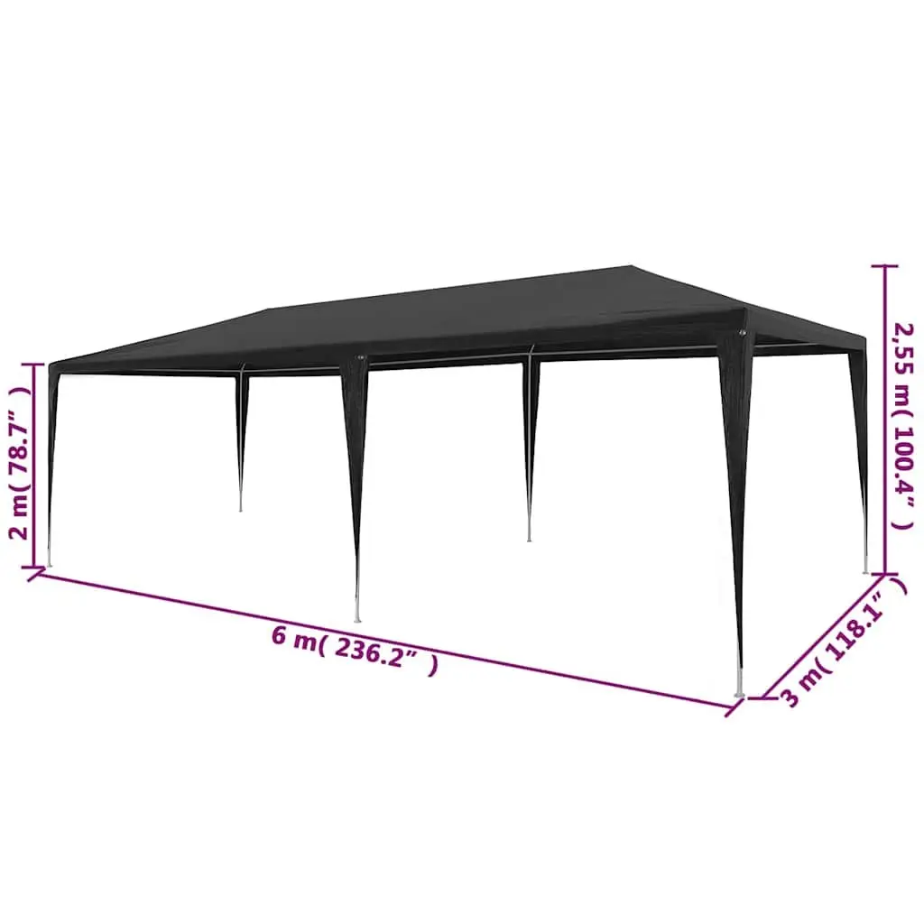 Party Tent Anthracite 3x6m Outdoor Canopy Gazebo Garden Shelter Patio Marquee