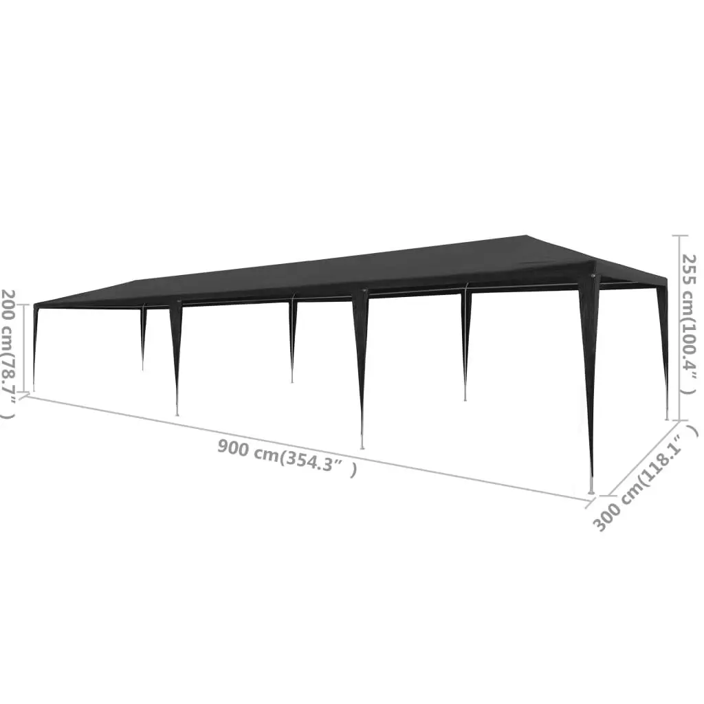 Outdoor Party Tent Canopy Anthracite PE Material 3x9m Garden Shelter