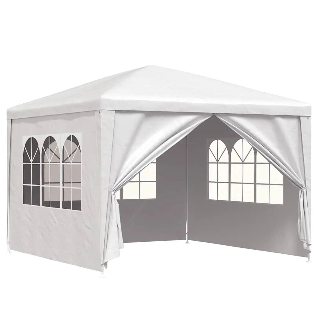 Party Tent White Outdoor Canopy 3x3 m Garden Gazebo Shelter with Side Panels and Door