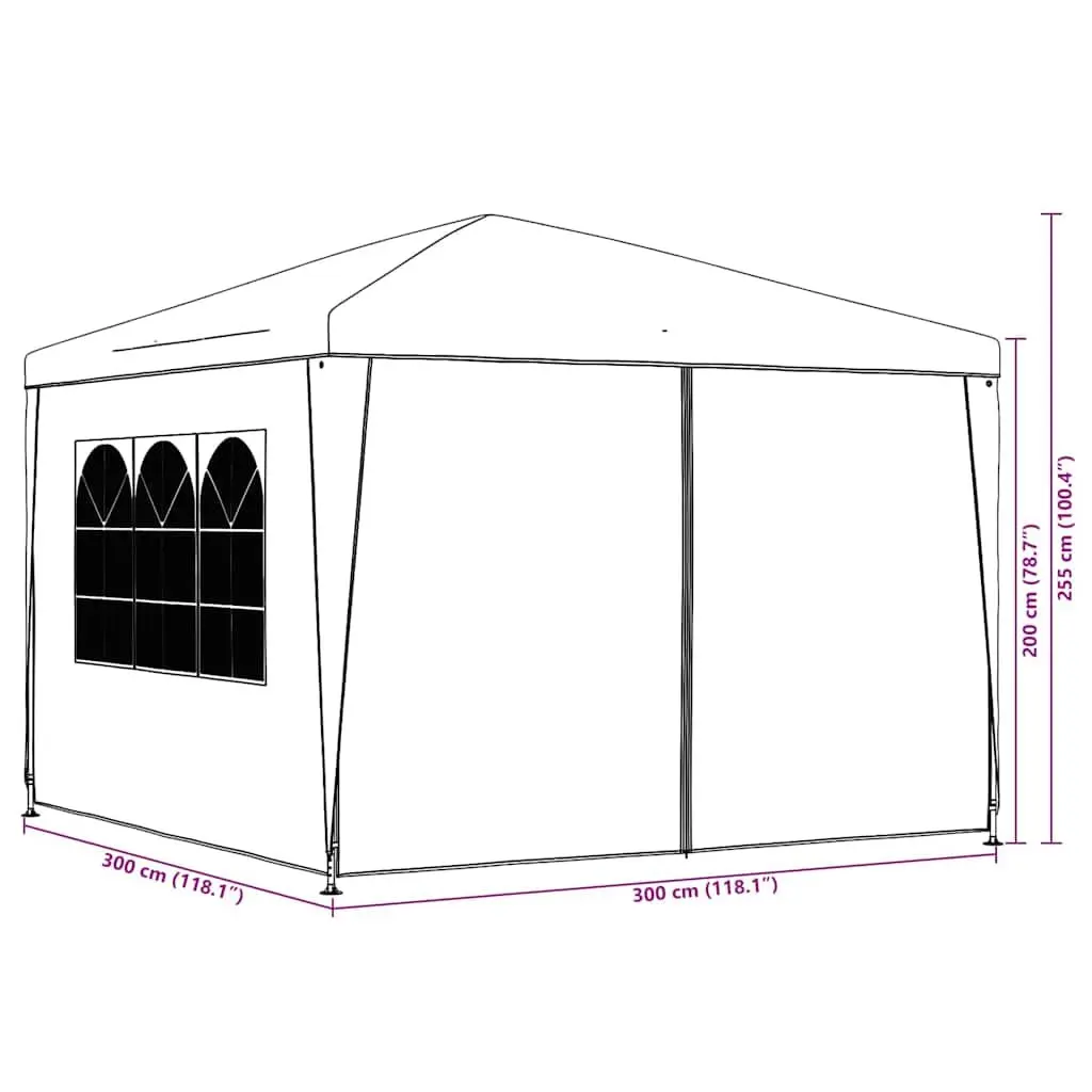 Party Tent White Outdoor Canopy 3x3 m Garden Gazebo Shelter with Side Panels and Door