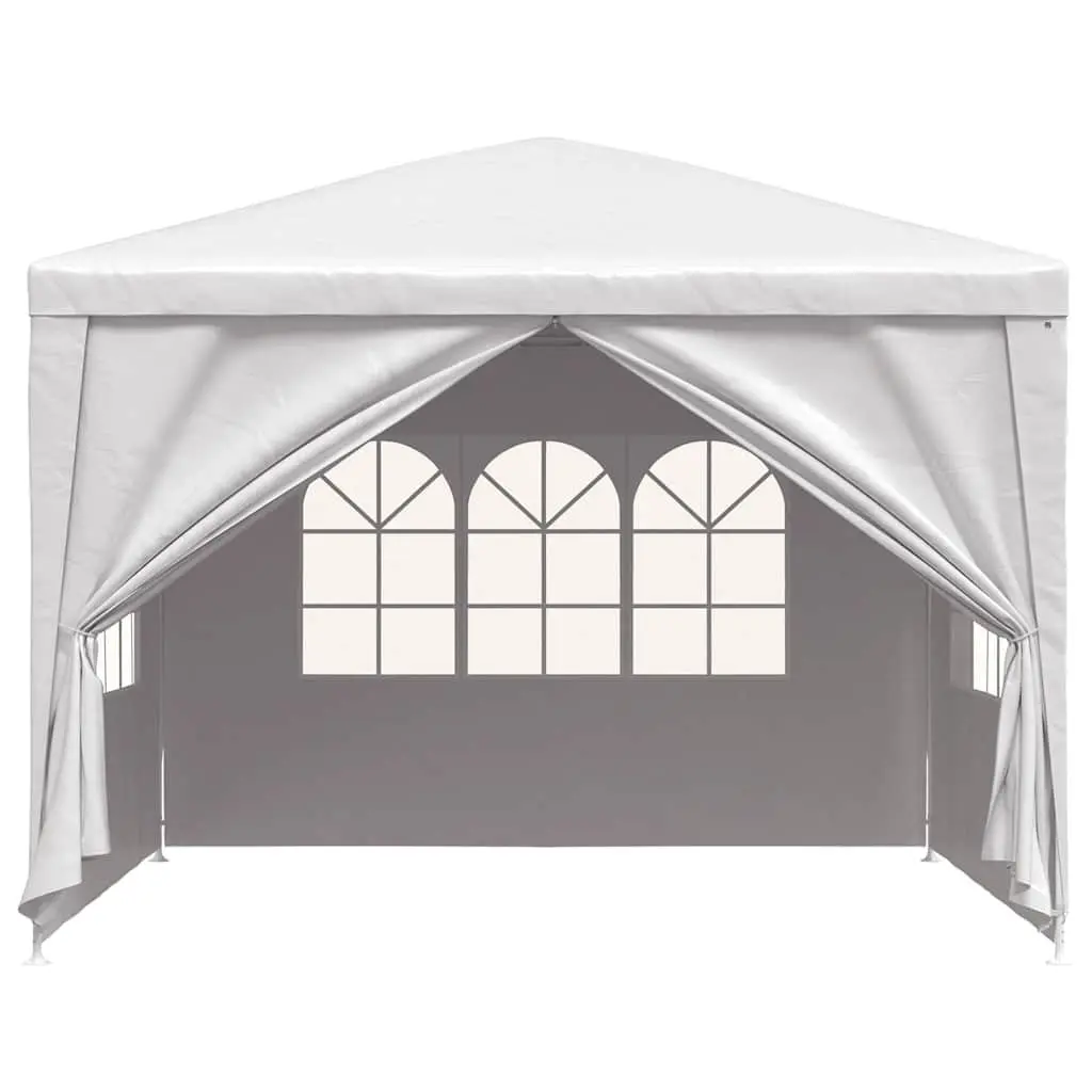 Party Tent White Outdoor Canopy 3x3 m Garden Gazebo Shelter with Side Panels and Door