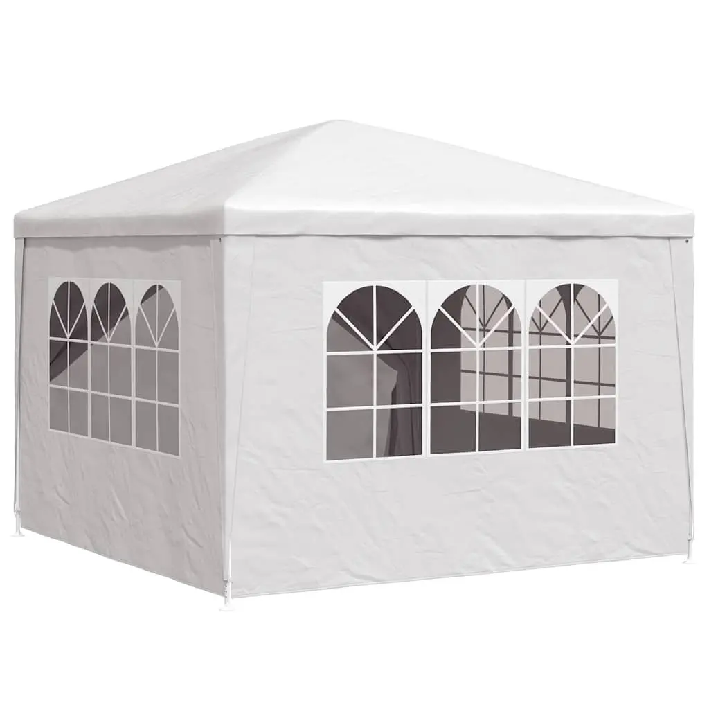 Party Tent White Outdoor Canopy 3x3 m Garden Gazebo Shelter with Side Panels and Door