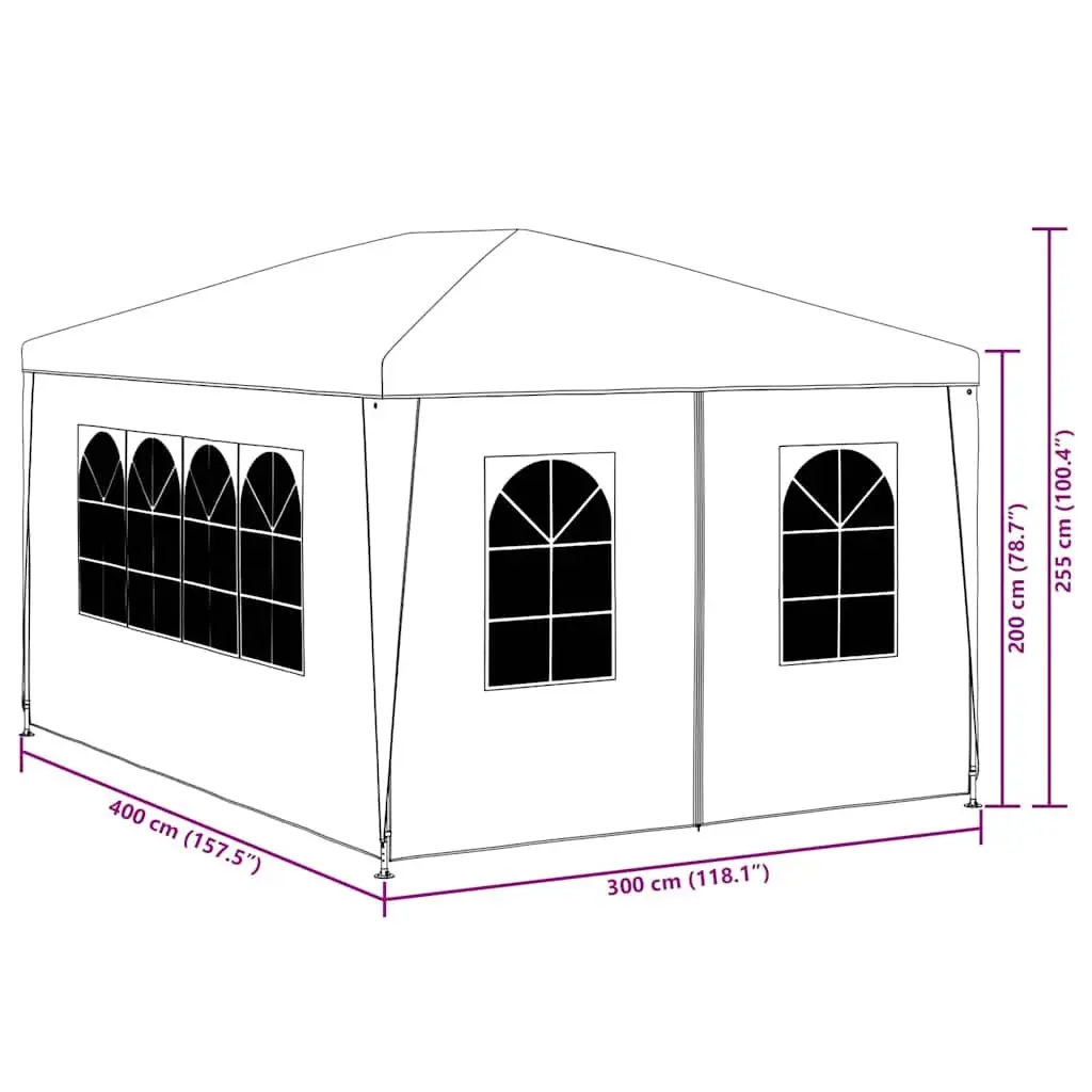 Party Tent 3x4 m Outdoor Canopy Marquee Garden Gazebo with Side Panels Door