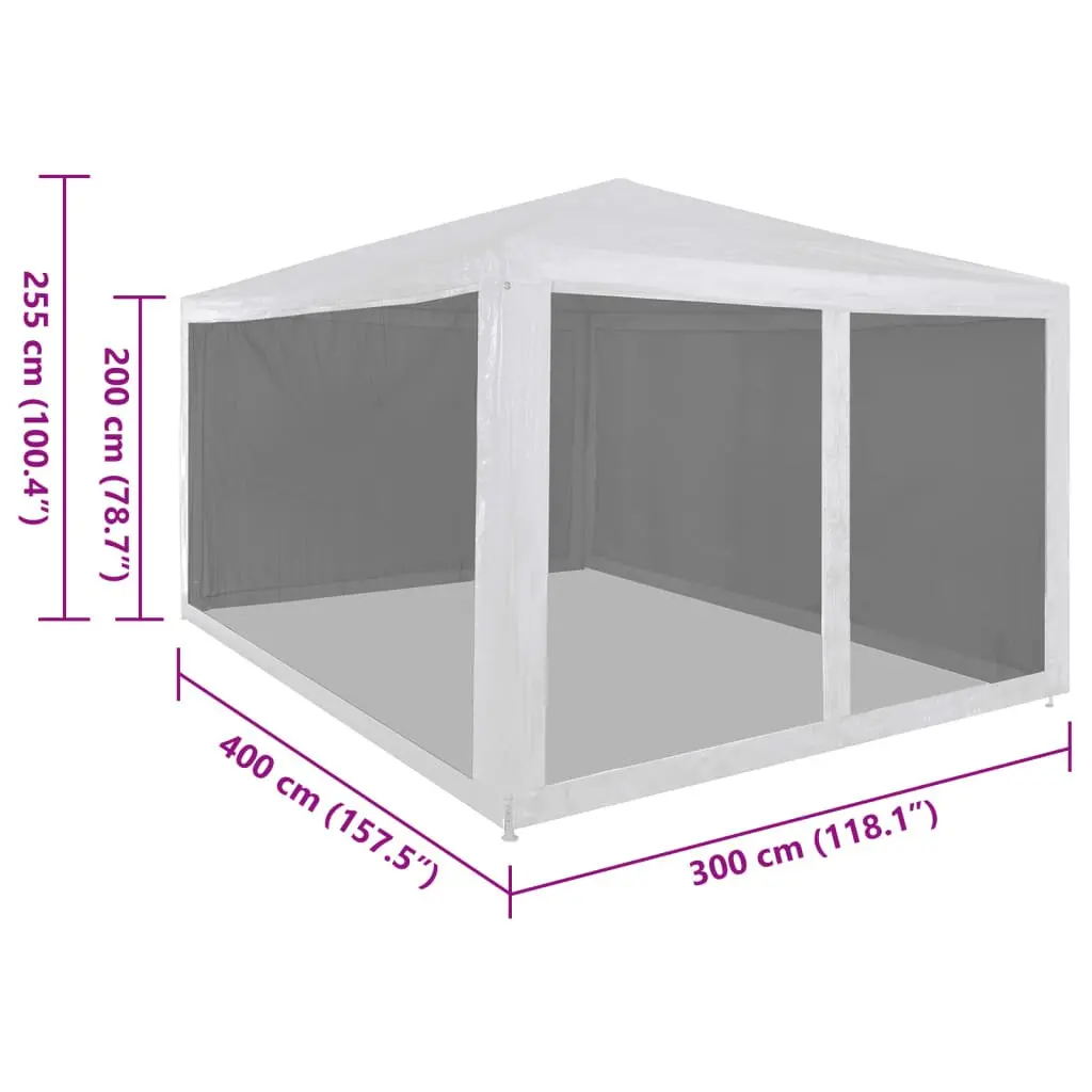 Party Tent Mesh Sidewalls 4x3m White Outdoor Gazebo Insect Protection