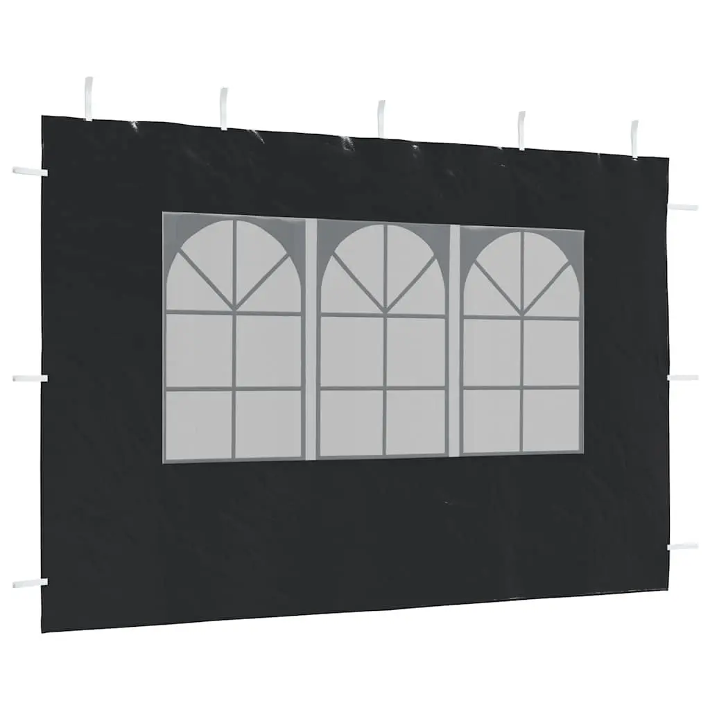 Marquee Tent Sidewall Weather-Resistant Anthracite 300 x 300 cm 2 Piece with Window