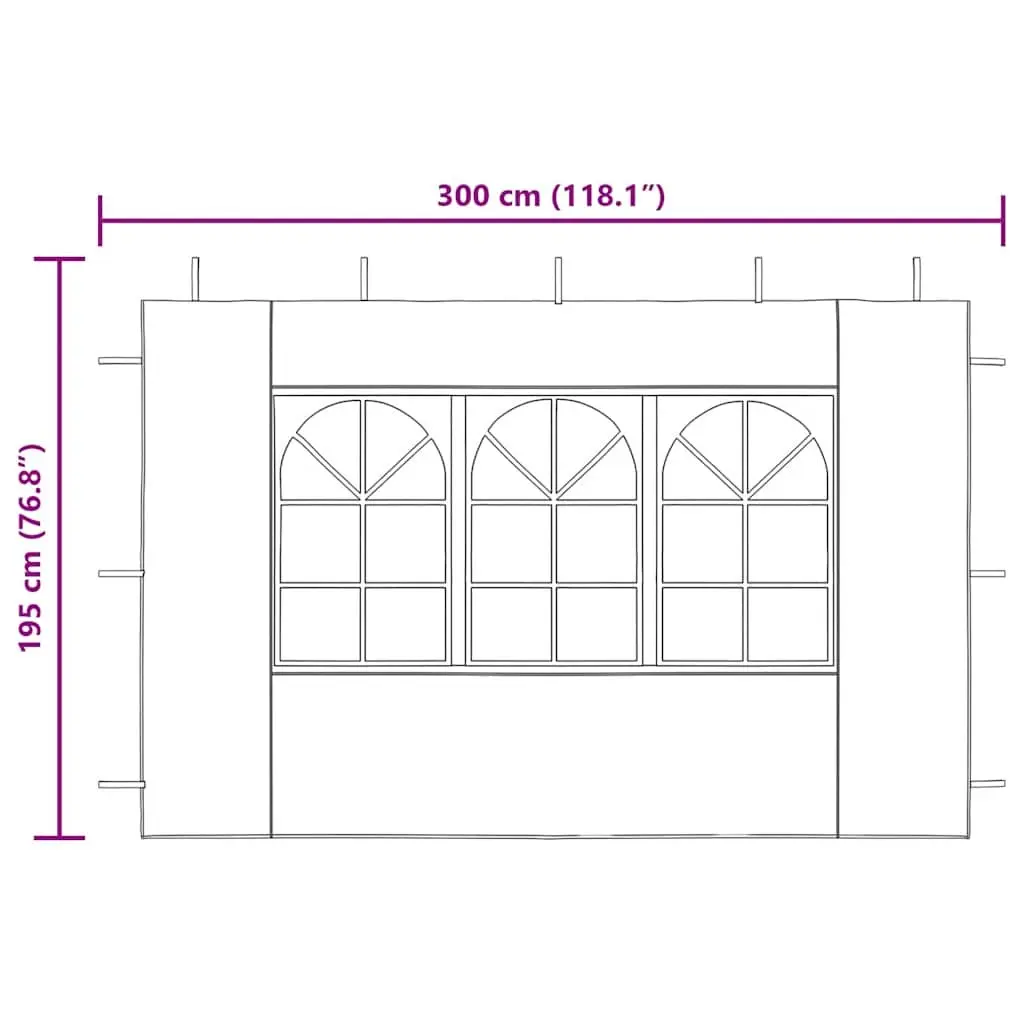 Marquee Tent Sidewall Weather-Resistant Anthracite 300 x 300 cm 2 Piece with Window
