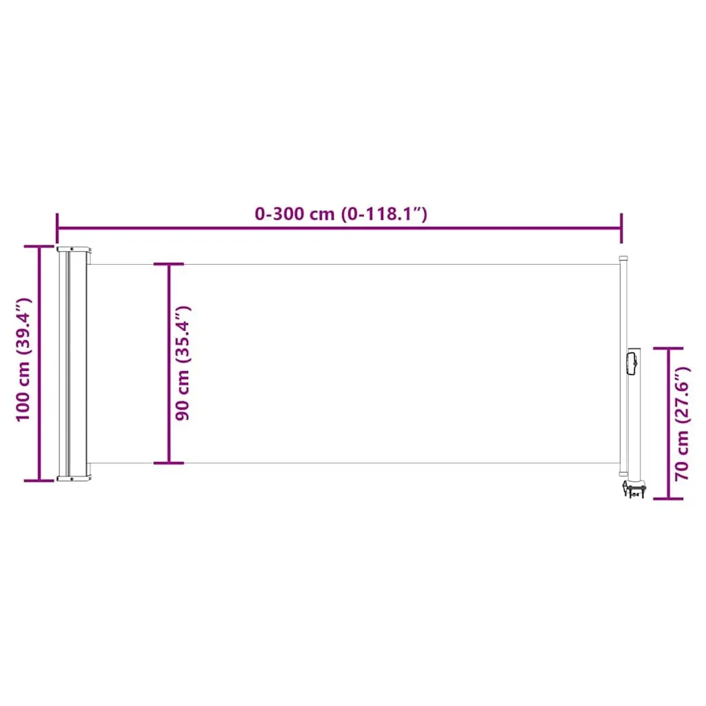 Retractable Side Awning Outdoor Privacy Screen 100 x 300 cm