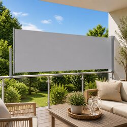 Patio Retractable Side Awning 120 x 300 cm Grey Screen Outdoor Privacy Shade