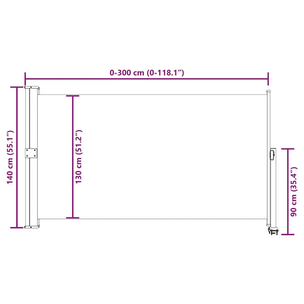 Patio Retractable Side Awning Cream 140 x 300 cm Outdoor Privacy Screen Shade