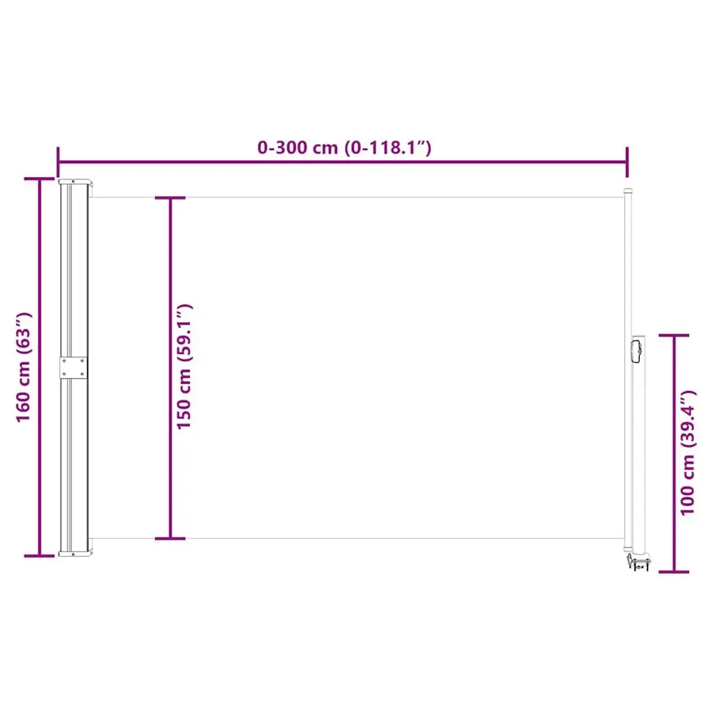 Outdoor Side Awning 160 x 300 cm