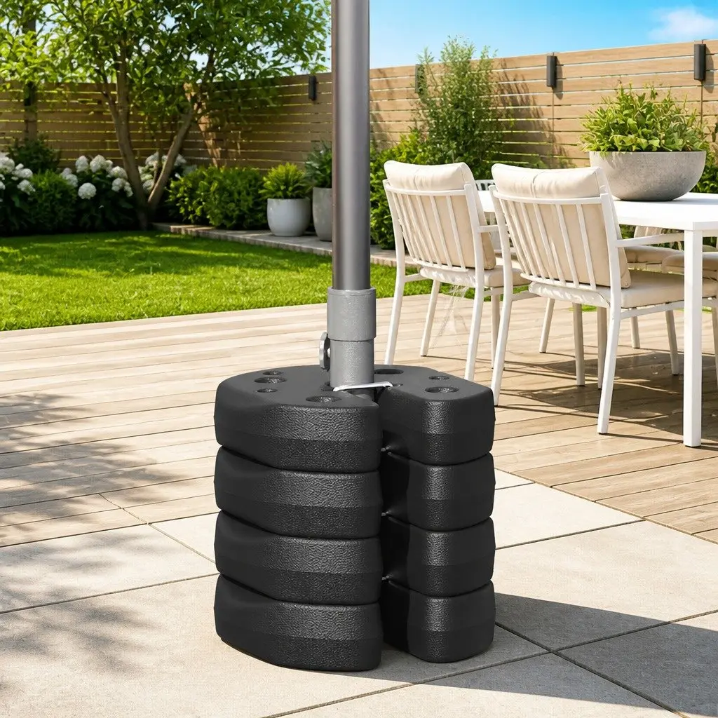 Concrete Weight Plates Stackable Black 4 Piece 220mm Diameter for Gazebo Tent Stabilisation