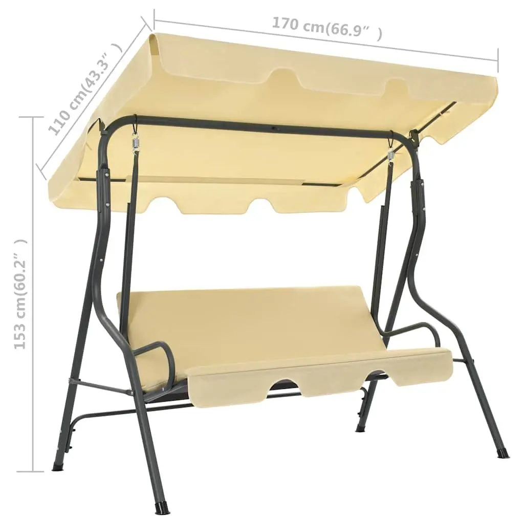Garden Swing Bench White Outdoor Patio Canopy Recliner