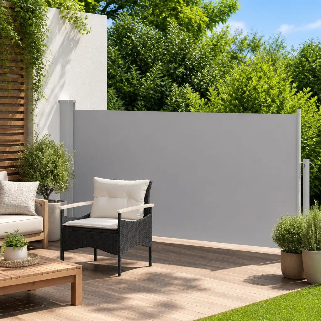 Retractable Side Awning Automatic Roll-back 140 x 300 cm Grey
