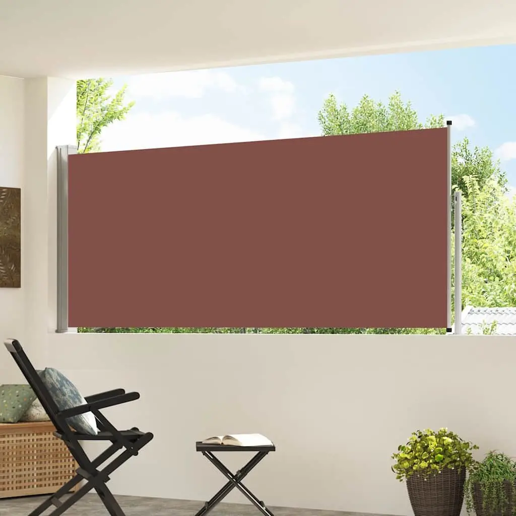 Retractable Side Awning 117x314 cm Brown Outdoor Privacy Screen Patio Balcony