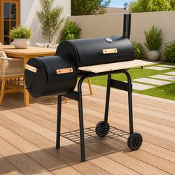 Charcoal BBQ Offset Smoker Grill Cooking Chamber Firebox Outdoor Garden